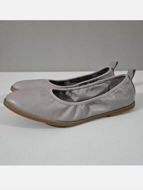 Eileen Fisher Notion Ballet Flat Womens 8 Cloud Gray Nappa Leather Slip On NEW